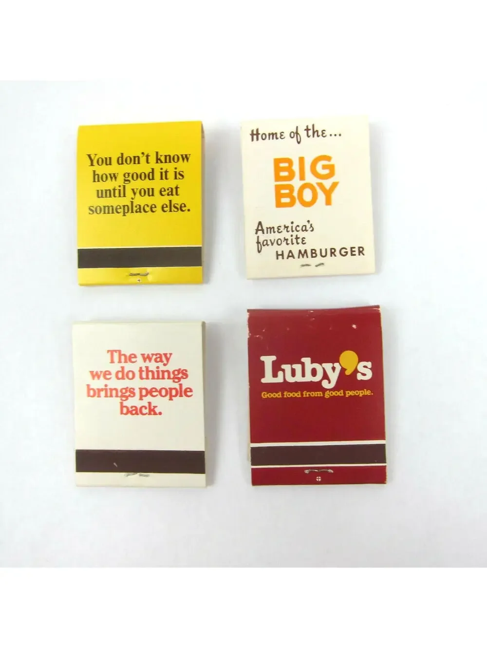 4 Vintage Matchbooks Ponderosa, Frischs Big Boy, Red Lobster & Lubys Restaurants
